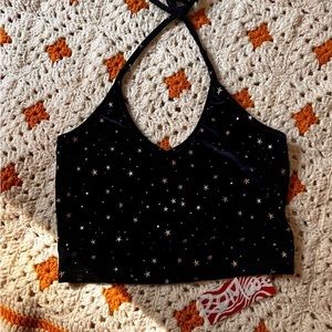 Navy blue& gold stars halter top. ERAS tour outfit.